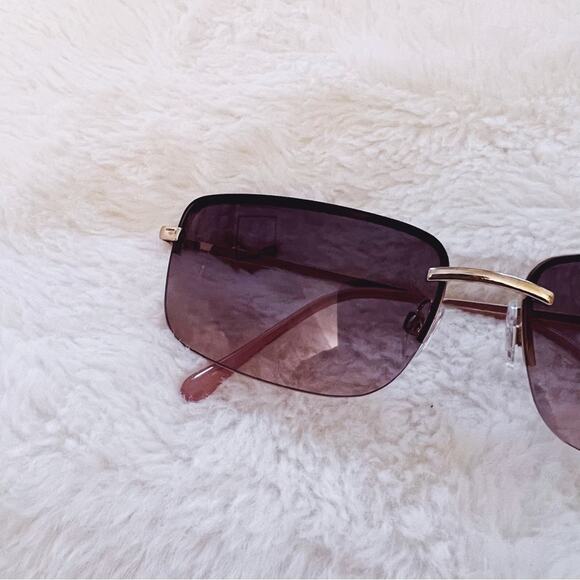 Delia Dark Purple Rimless Butterfly Accent Sunglasses - Picture 2 of 9